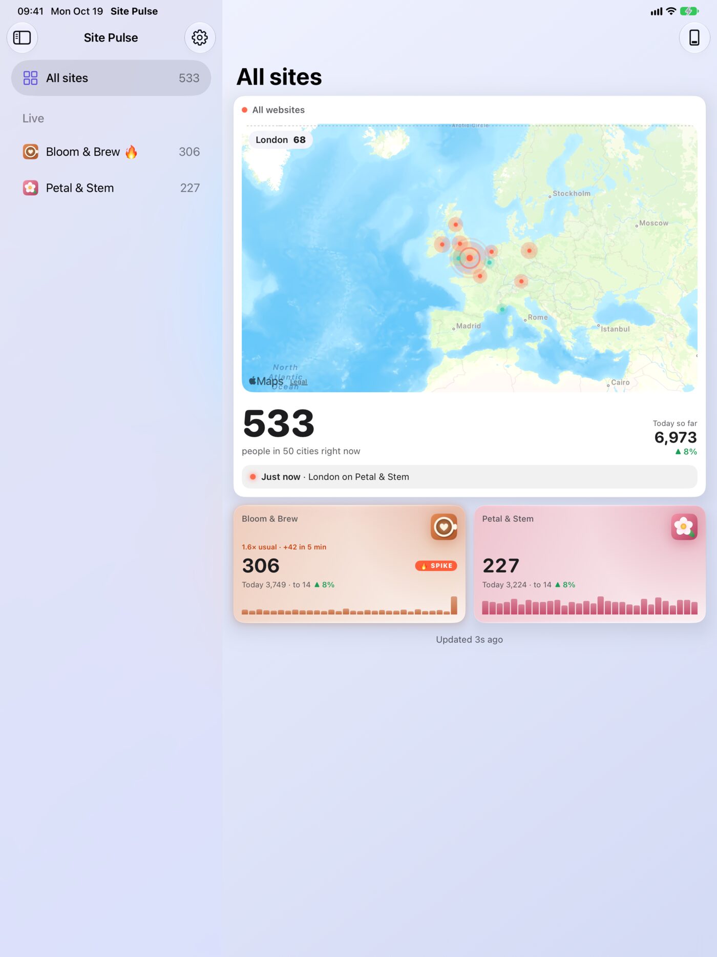 Mapa en directo en el iPad