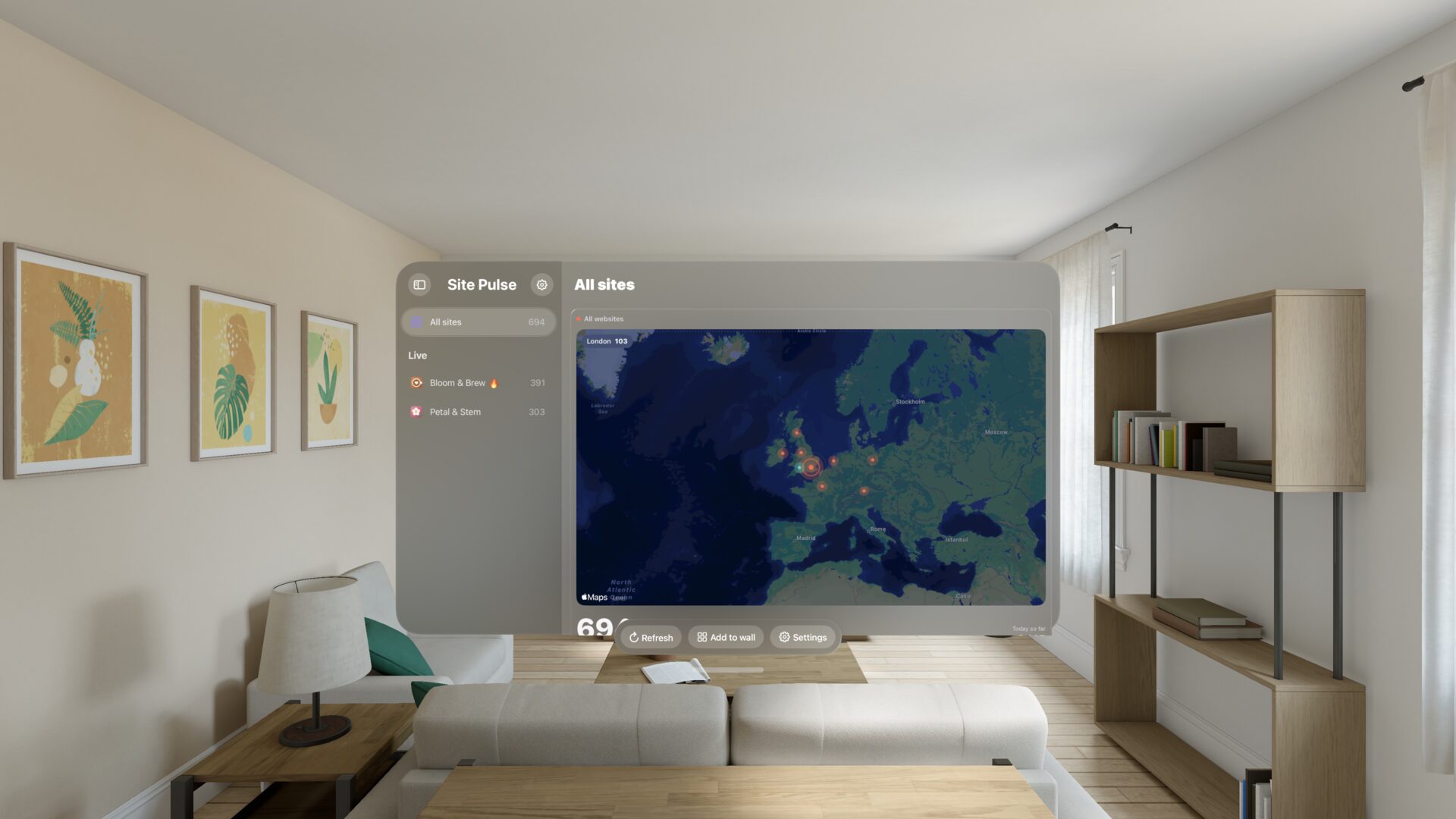 Mapa en directo en el Apple Vision Pro